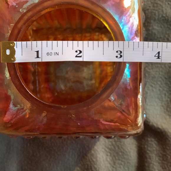 Beautiful heavyweight orange ribbed glass canisters. Both 4 1/2” x 4 1/2”. - Picture 10 of 12